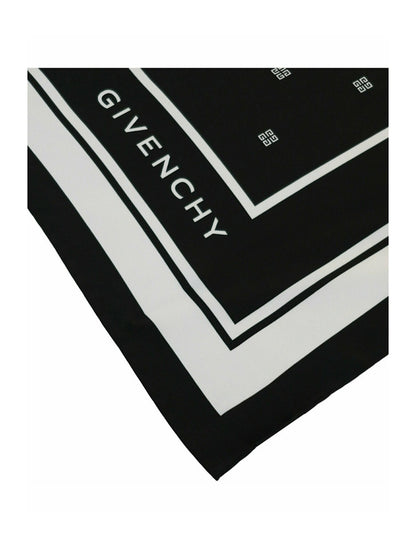 Givenchy Silk Logo Scarf Black White