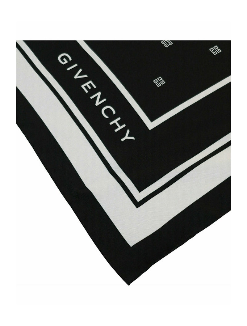 Givenchy Silk Logo Scarf Black White