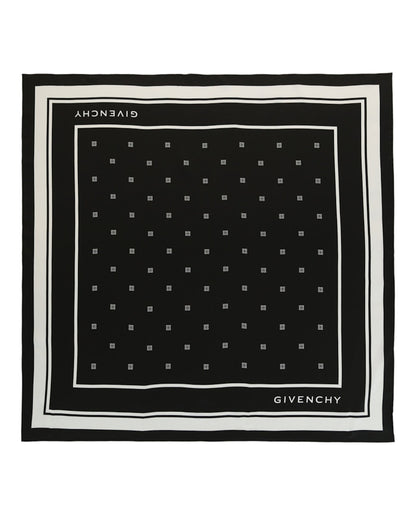Givenchy Silk Logo Scarf Black White