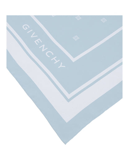 Givenchy Silk Logo Scarf Blue Ivory