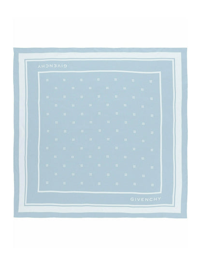 Givenchy Silk Logo Scarf Blue Ivory