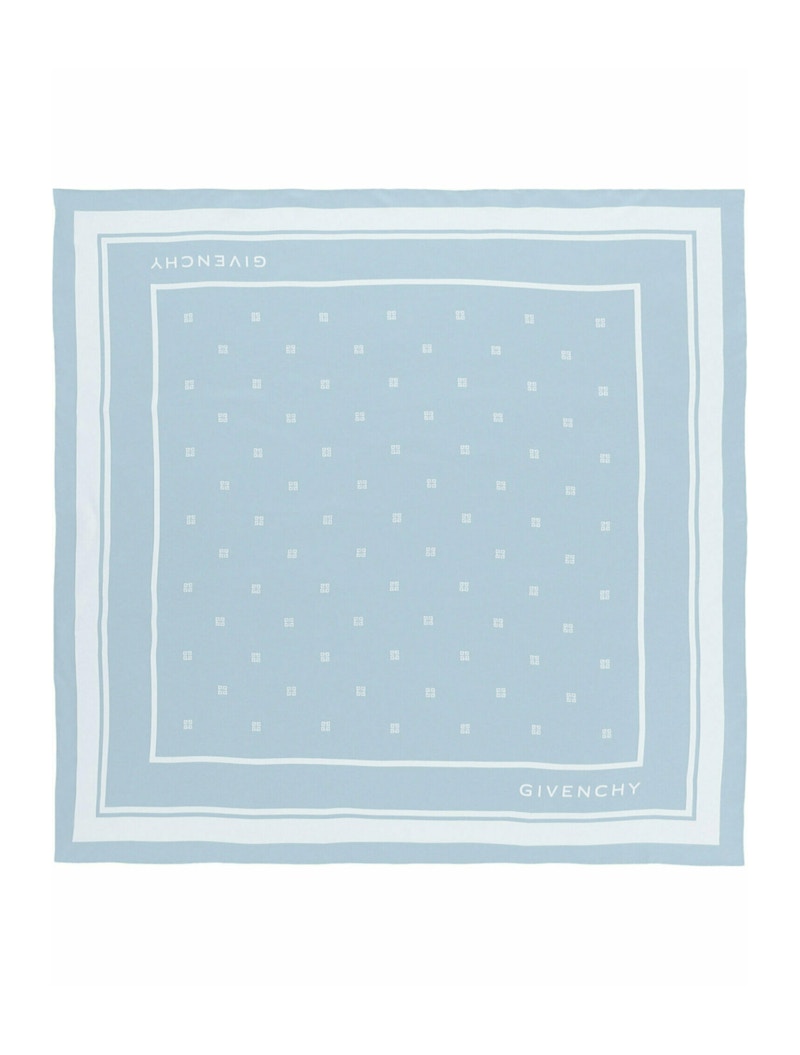 Givenchy Silk Logo Scarf Blue Ivory