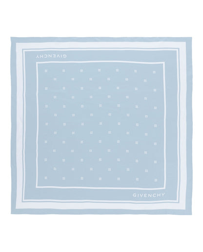 Givenchy Silk Logo Scarf Blue Ivory
