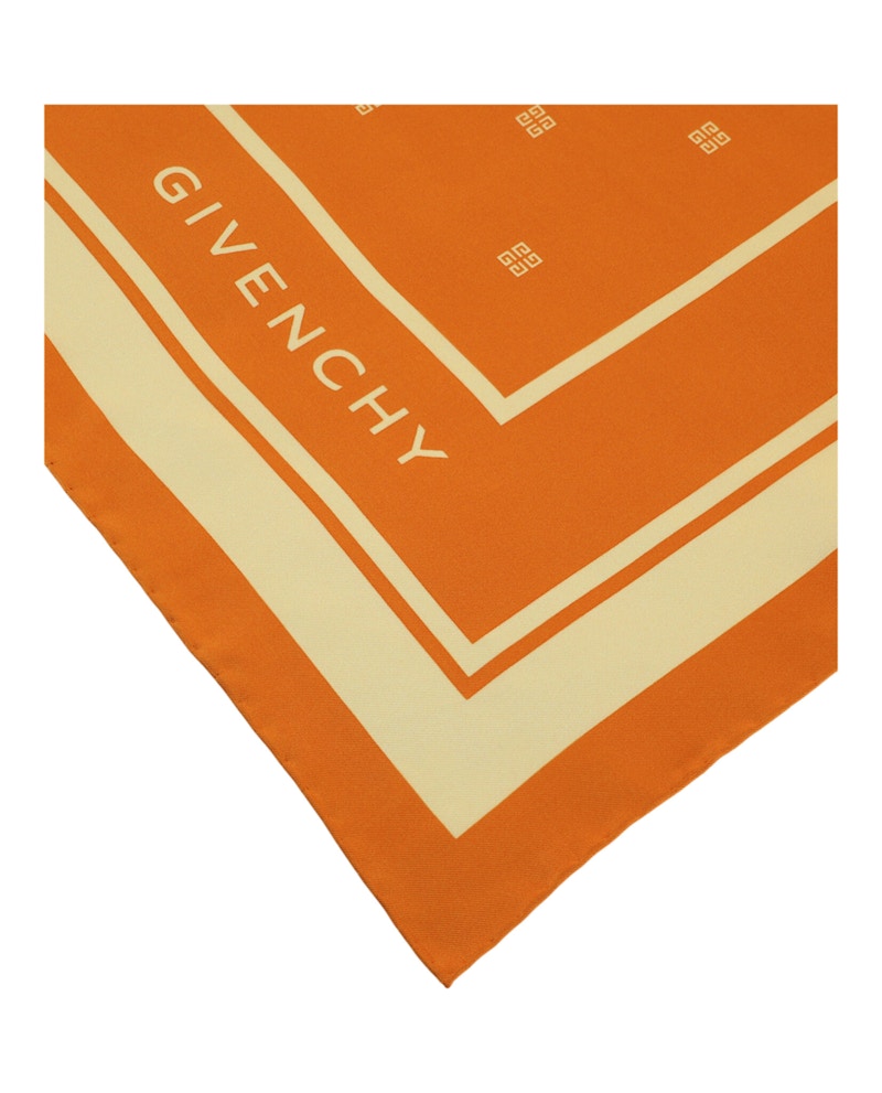 Givenchy Silk Logo Scarf Ivory Orange