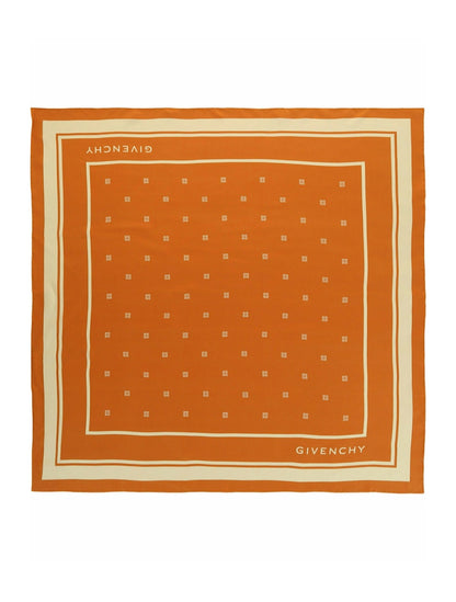 Givenchy Silk Logo Scarf Ivory Orange