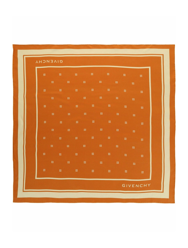 Givenchy Silk Logo Scarf Ivory Orange