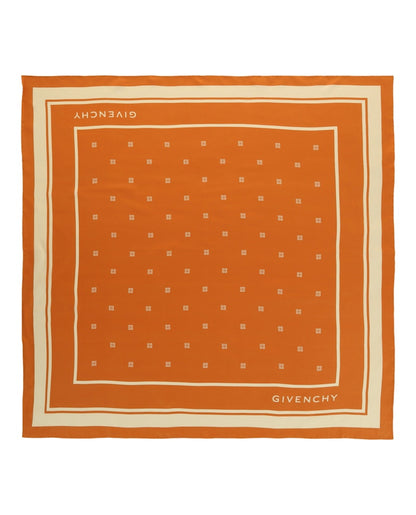 Givenchy Silk Logo Scarf Ivory Orange