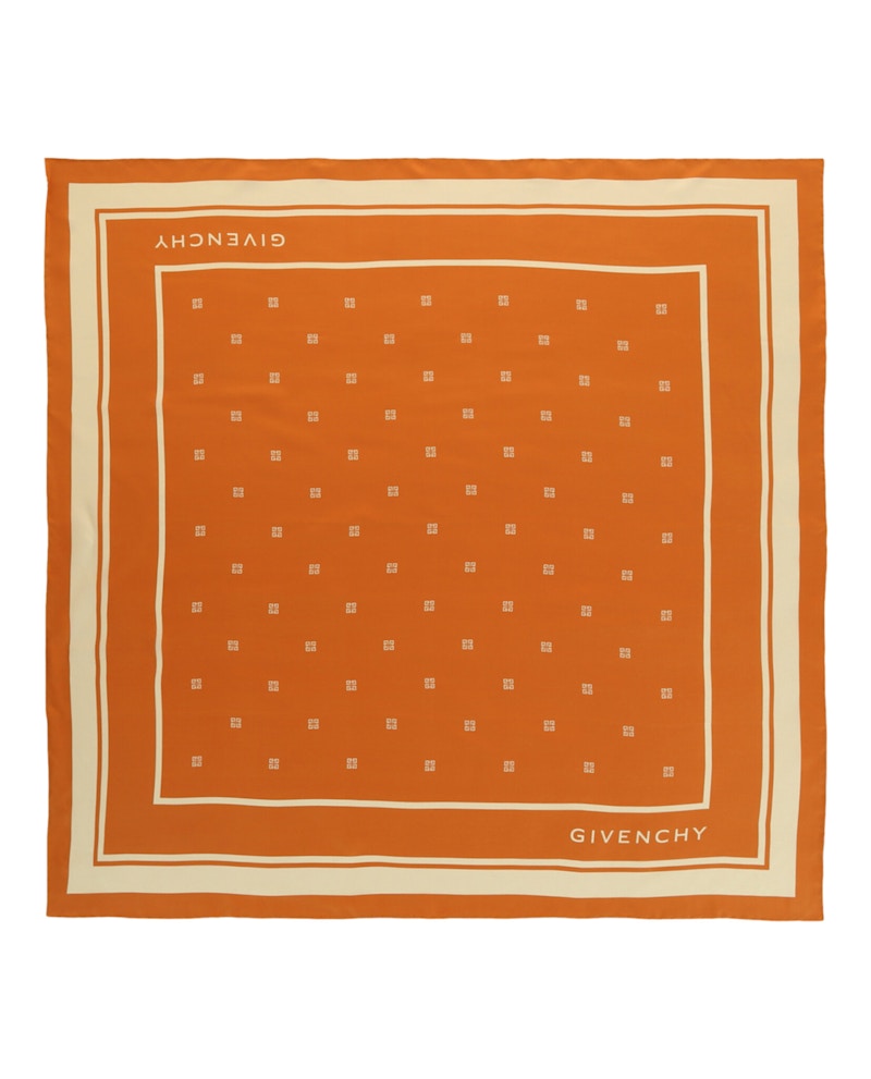 Givenchy Silk Logo Scarf Ivory Orange