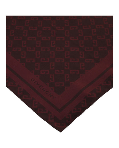 Givenchy Silk Monogram Scarf Burgundy