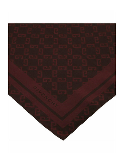 Givenchy Silk Monogram Scarf Burgundy