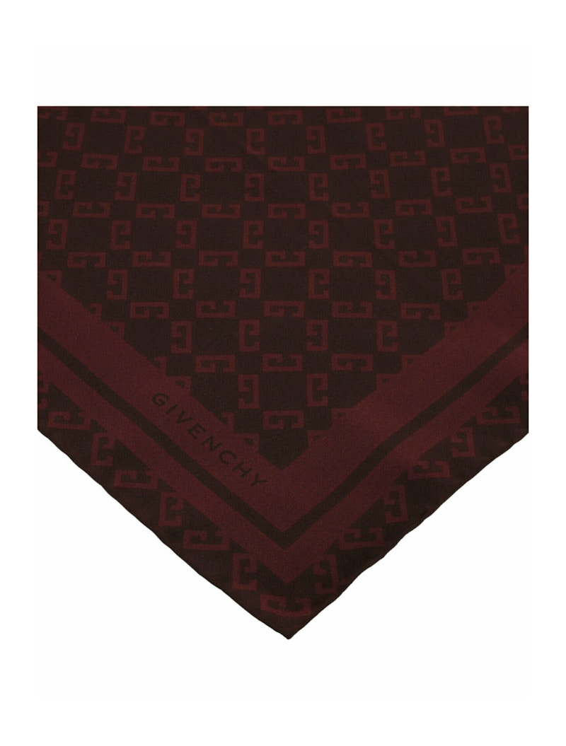 Givenchy Silk Monogram Scarf Burgundy