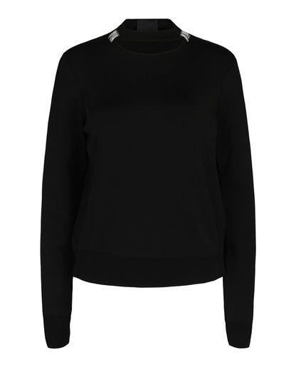 Givenchy Slim Crew Neck Sweater With Crystal Details Black