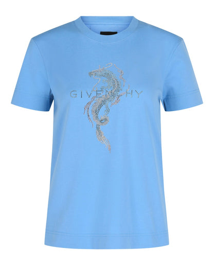 Givenchy Slim Fit Capricorn Dragon T-shirt Sky Blue