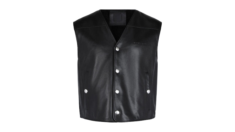 Givenchy Snap Leather Vest Black Yellow