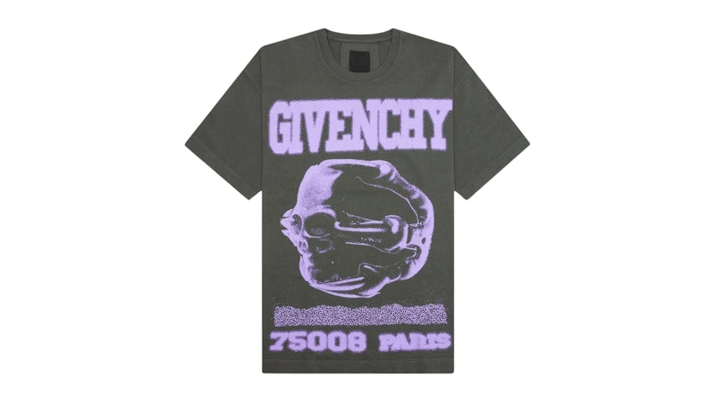 Givenchy Spray Skull Design Casual Fit T-Shirt Grey