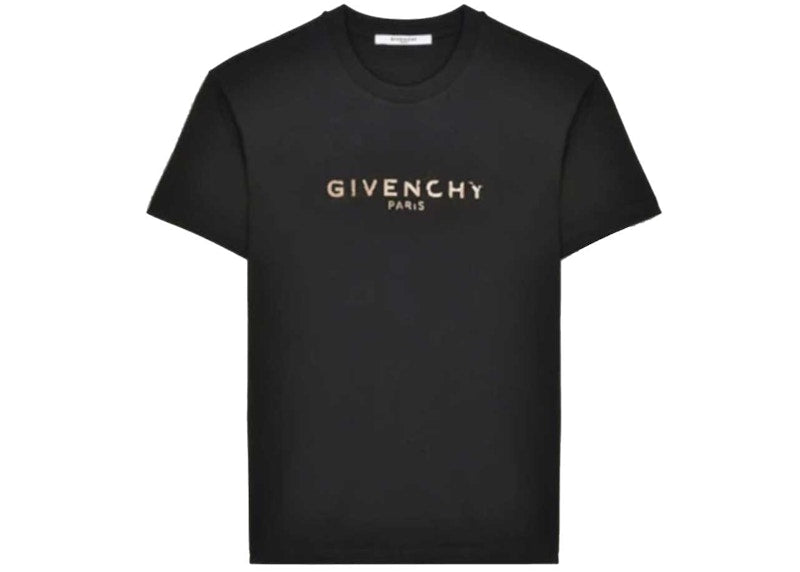 Givenchy Vintage Effect Metallic Logo T-shirt Black