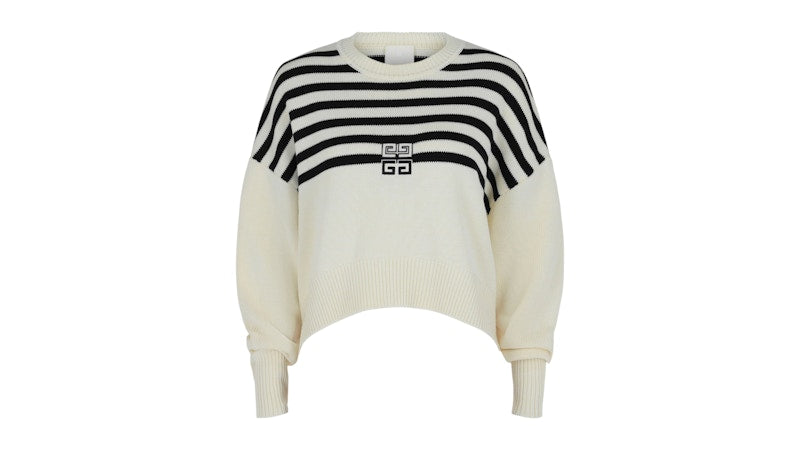 Givenchy Women's 4G Striped Sweater White Navy