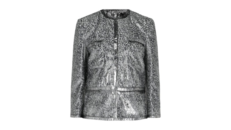Givenchy Women's Animal Print Single-Breasted Jacket Silver