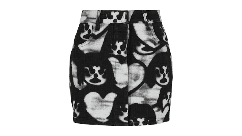 Givenchy Women's Chito Grafitti Denim Skirt White Black