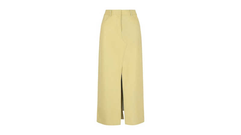 Givenchy Women's Leather Pencil Skirt With Front Split Pale Yellow