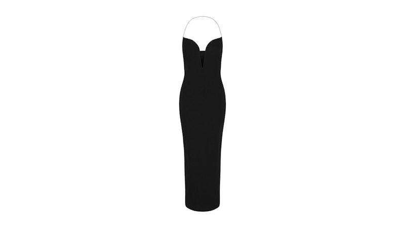 Givenchy Women's Plunging Halter Midi Dress Black