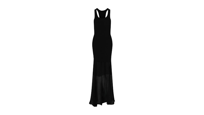 Givenchy Women's Ribbed Bustier Mesh Maxi Dress Black