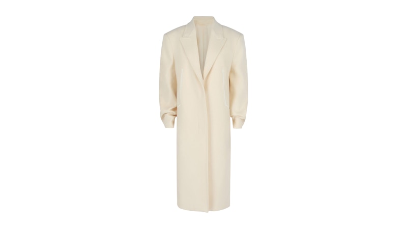 Givenchy Women's Single-Breasted Longline Wool Coat Ivory