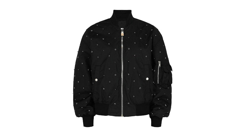 Givenchy Women's Studded Bomber Jacket Black Silver