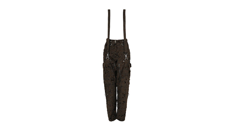 Givenchy Women's Two In One Detachable Destroyed Checks Pant Black Brown