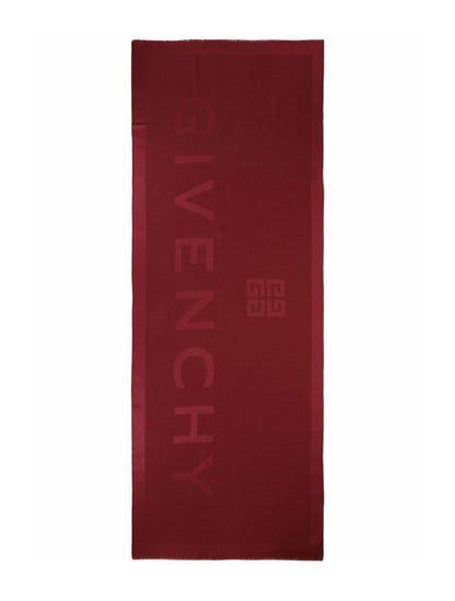 Givenchy Wool Blend Logo Scarf Burgundy