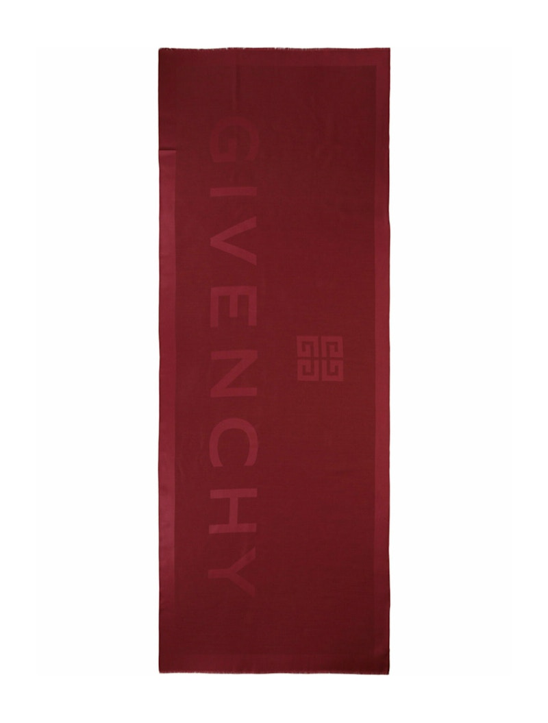 Givenchy Wool Blend Logo Scarf Burgundy