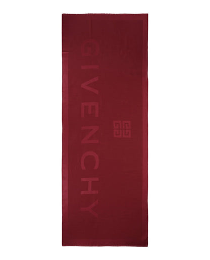 Givenchy Wool Blend Logo Scarf Burgundy