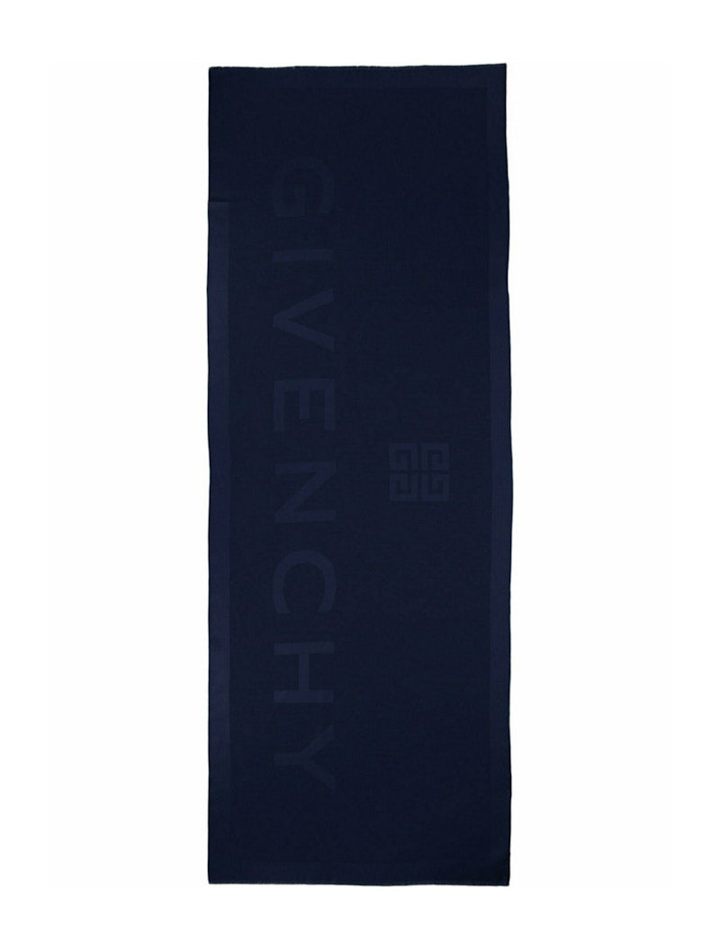 Givenchy Wool Blend Logo Scarf Navy