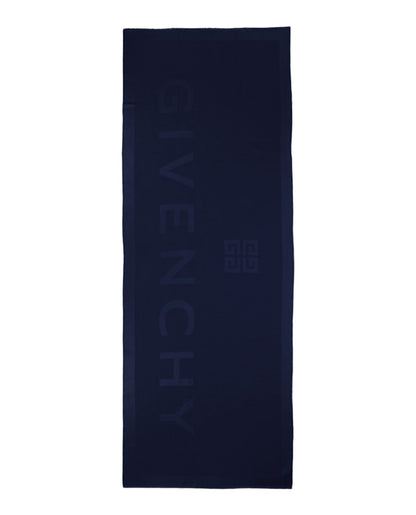 Givenchy Wool Blend Logo Scarf Navy
