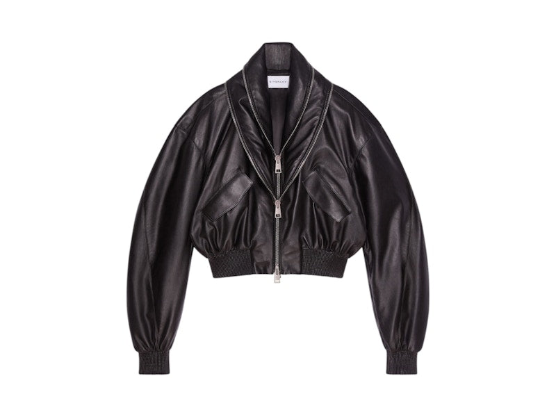 Givenchy Zipped Leather Collar Shawl Black