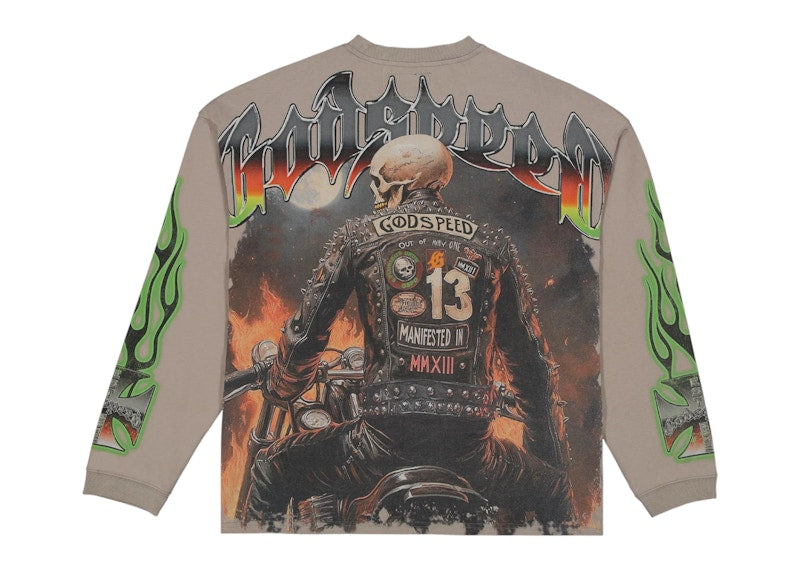 Godspeed Biker Nation T-shirt Stone Grey
