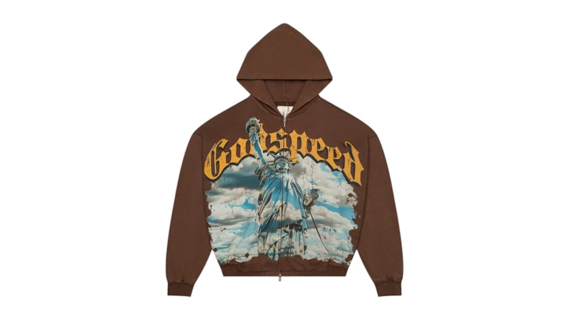 Godspeed Chrome Liberty Zip V2 Hoodie Brown Wash