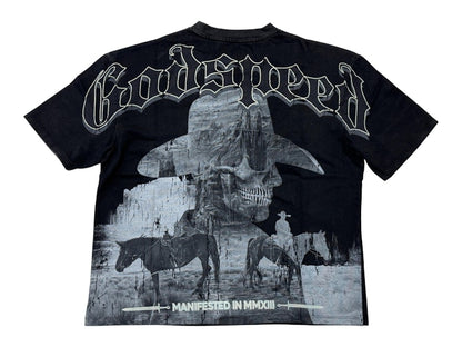 Godspeed Cowboy Knight (Green Logo) T-shirt Black Wash