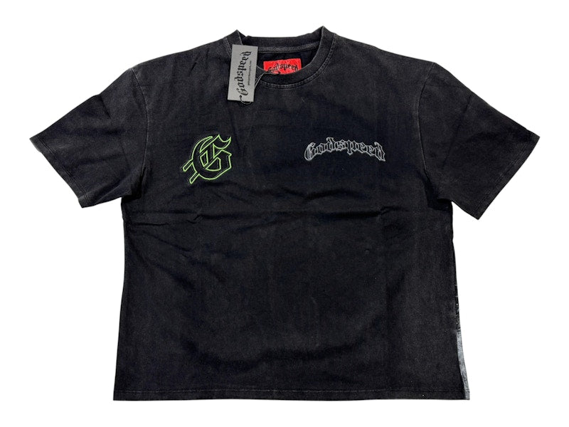 Godspeed Cowboy Knight (Green Logo) T-shirt Black Wash