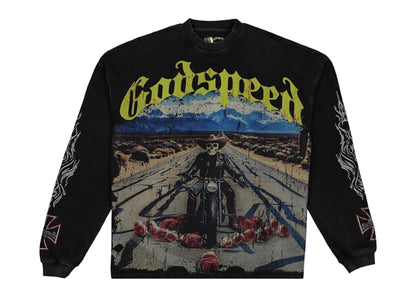 Godspeed Long Lonely Road Thermal L/S T-shirt Black Wash