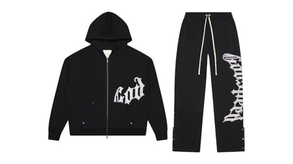 Godspeed OG Logo V2 Sweatsuit Black/Silver Satin