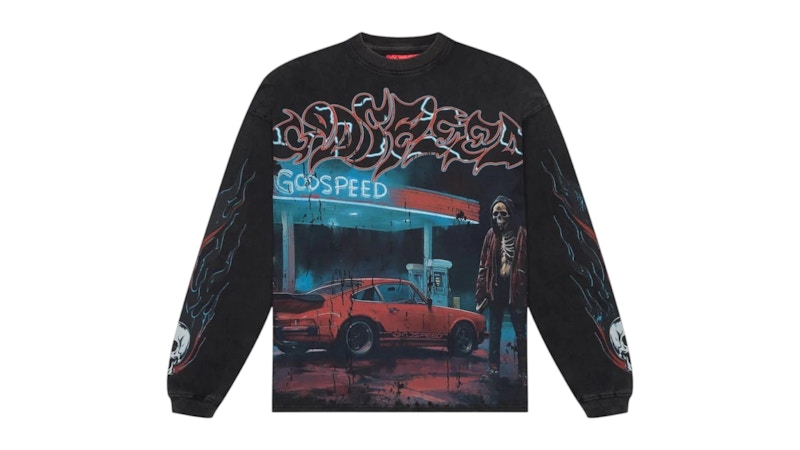 Godspeed Pit Stop L/S Thermal T-shirt Black Wash