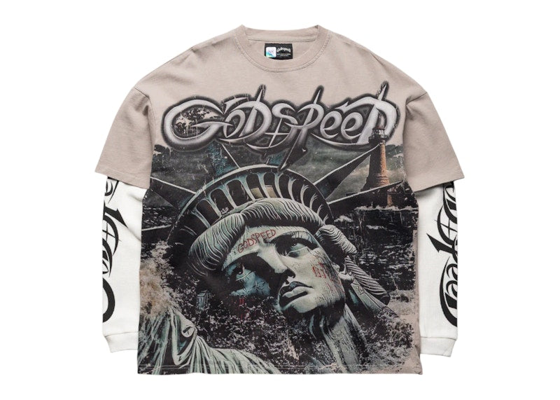 Godspeed Sunken Liberty 2 Layered T-shirt Stone Grey