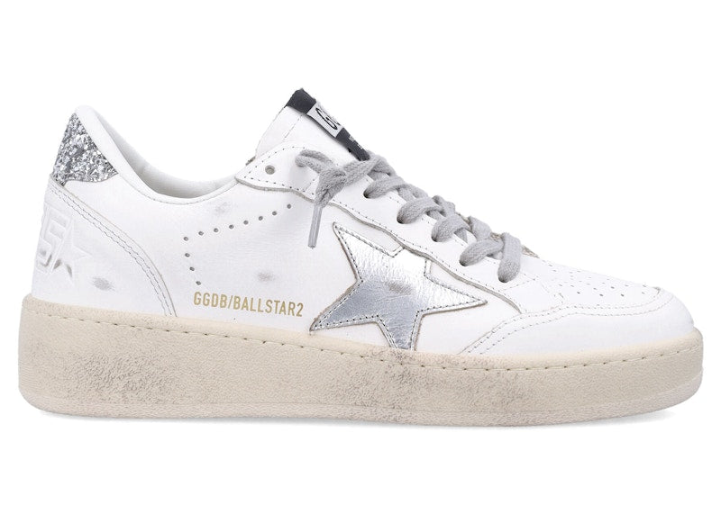 Golden Goose Ball Star 2 Deluxe White Silver (Women's)