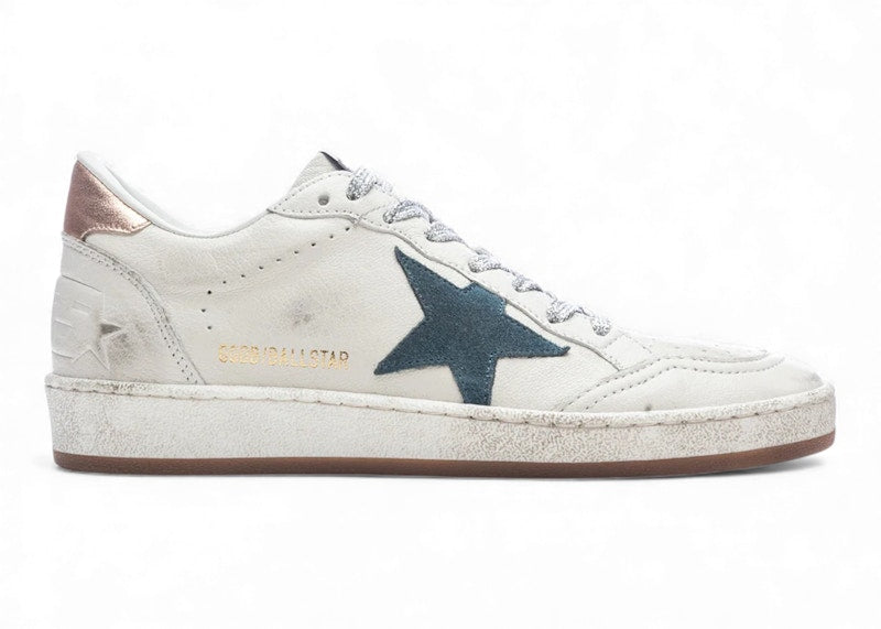 Golden Goose Ball-Star Low White Nappa Smoke Blue Star (Women's)
