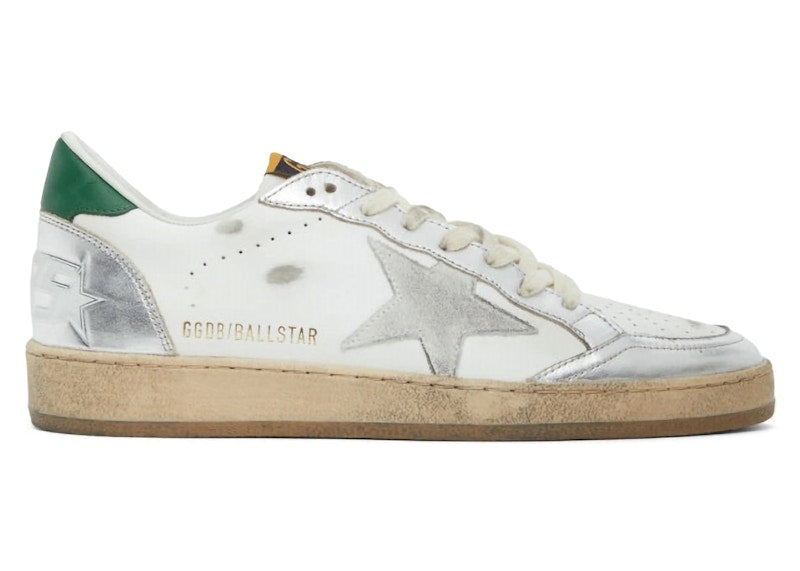 Golden Goose Ball Star White Silver Green