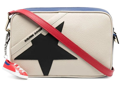 Golden Goose Hammered Leather Body Star Block Shoulder Bag White/Black/Blue