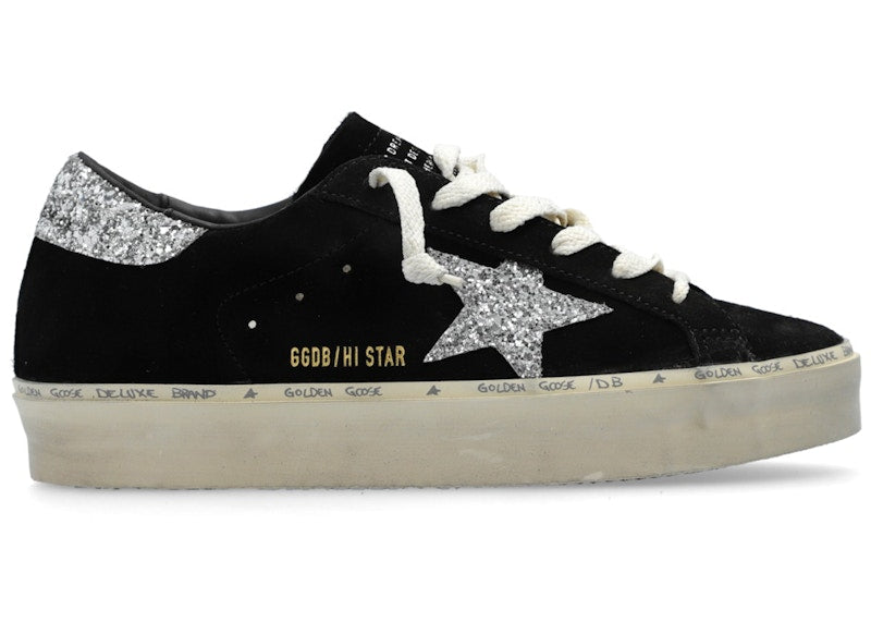 Golden Goose Hi Star Suede Black Silver Glitter (Women's)