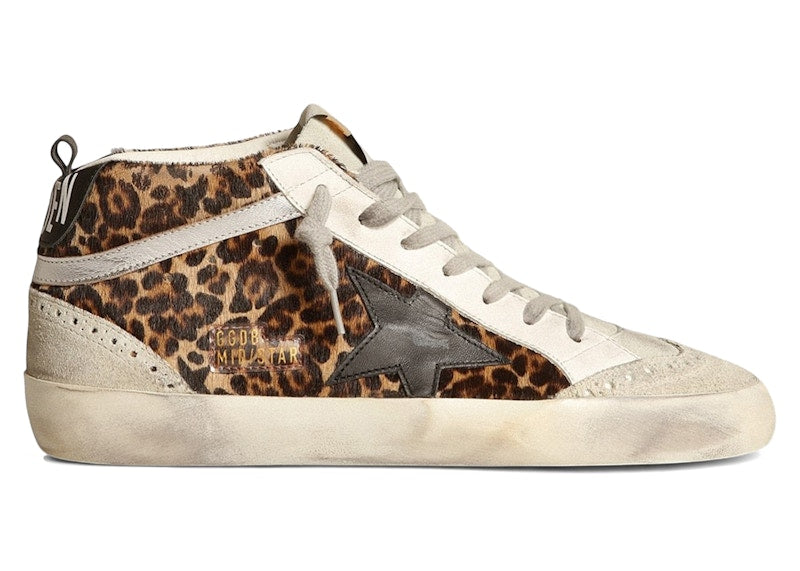 Golden Goose Mid Star Leopard Print Black Star (Women's)