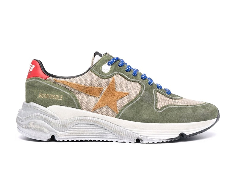 Golden Goose Running Sole Green Beige Sand White